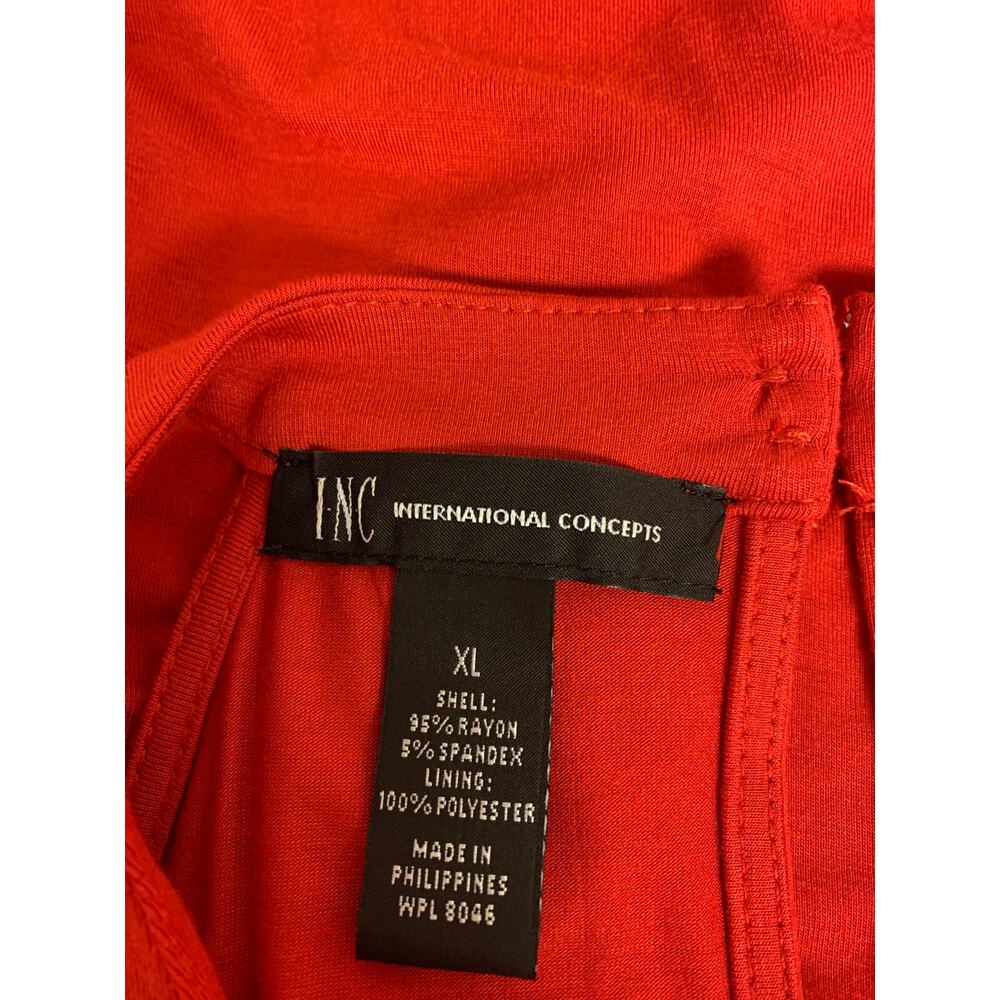 INC Top Red Sexy Simple Causal Basic Keyhole Whimsical Womens SZ XL - Picture 3 of 7
